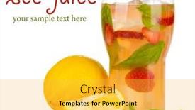  Presentation with lemonade - PPT theme enhanced with basil lemonade with strawberry in glass isolated on white background and a yellow colored foreground