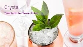  Presentation with alcohol vodka - Theme consisting of basil-mule-cocktail-close-up background and a sky blue colored foreground