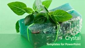  Presentation with natural soap - PPT layouts featuring basil on a green background and a ocean colored foreground