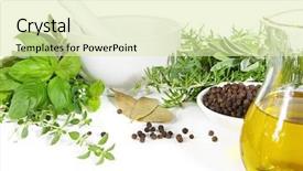  Presentation with oregano - Presentation theme enhanced with basil rosemary thyme oregano sage background and a soft green colored foreground