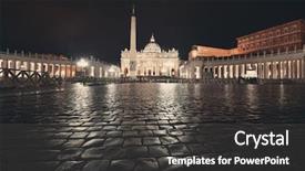  Presentation with city night - Slide deck featuring basilica at night in vatican background and a dark gray colored foreground