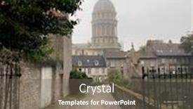  Presentation with rainy day - Audience pleasing PPT theme consisting of basilica-of-our-lady backdrop and a gray colored foreground