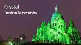  Presentation with paris - Beautiful slides featuring basilica of sacre coeur in montmartre paris at night backdrop and a tawny brown colored foreground