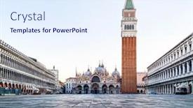  Presentation with saint - Beautiful slide set featuring basilica-of-saint-mark backdrop and a sky blue colored foreground