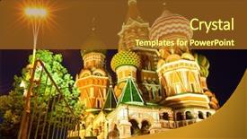  Presentation with square - Cool new slide set with basils cathedral on red square backdrop and a tawny brown colored foreground