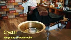  Presentation with shaving - Beautiful PPT theme featuring basin and shaving tools backdrop and a tawny brown colored foreground