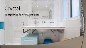  Presentation with interior design cafeteria - PPT layouts featuring basin towel - bathroom interior design background and a  colored foreground