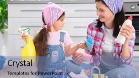  Presentation with commercial hvac duct cleaning - Amazing slide deck having basin towel - daughter and mother with cleaning backdrop and a teal colored foreground