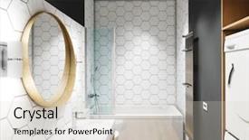  Presentation with bathroom - PPT theme enhanced with basin towel - interior of bathroom background and a lemonade colored foreground