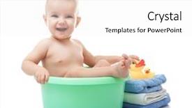  Presentation with baby bath - Presentation theme with basin towel - little baby boy washing background and a white colored foreground