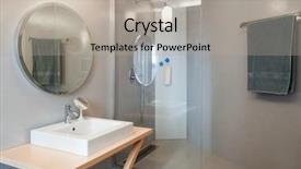  Presentation with luxury - Audience pleasing PPT theme consisting of basin towel - luxury apartment modern bathroom backdrop and a light gray colored foreground