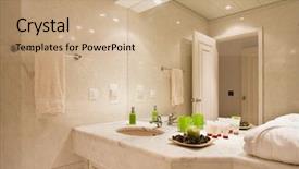  Presentation with tiles - PPT layouts consisting of basin towel - luxury bathroom with brown tiles background and a coral colored foreground