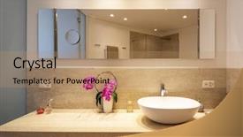  Presentation with modern elegant - PPT theme having basin towel - modern bathroom with wood background and a coral colored foreground