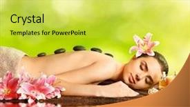  Presentation with spa salon - Cool new theme with basin towel - young woman relaxing in spa backdrop and a yellow colored foreground