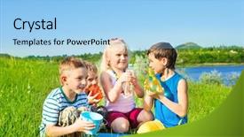  Presentation with water moving - Beautiful theme featuring basin with containers for water backdrop and a light blue colored foreground