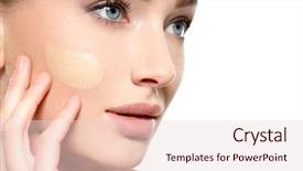  Presentation with beauty cosmetic - Presentation theme having basis - closeup face of young woman background and a lemonade colored foreground