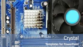  Presentation with computer motherboard - PPT layouts consisting of basis - computer motherboard close up background and a teal colored foreground