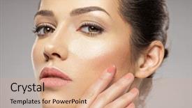  Presentation with skin care - Presentation theme having basis - cosmetic makeup tonal foundation is background and a coral colored foreground