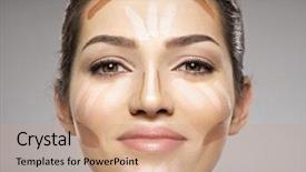  Presentation with beauty cosmetic - Audience pleasing slides consisting of basis - cosmetic makeup tonal foundation is backdrop and a coral colored foreground