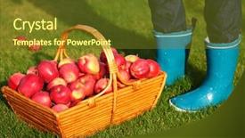  Presentation with autumn blue - Beautiful presentation theme featuring basket and blue rain boots backdrop and a tawny brown colored foreground