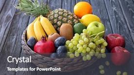  Presentation with fruit - PPT theme consisting of basket and fresh fruits background and a dark gray colored foreground