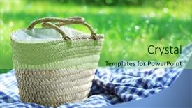  Presentation with picnic - Presentation consisting of basket and plaid for picnic background and a seafoam green colored foreground