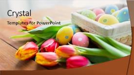  Presentation with tropical flowers close up - Cool new theme with up of colored easter eggs backdrop and a lemonade colored foreground