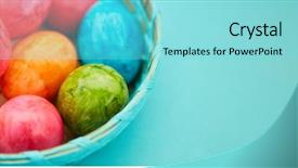  Presentation with eggs egg carton egg box - PPT theme consisting of basket as easter banner header background and a arctic colored foreground