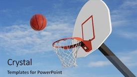  Presentation with basketball court - Presentation design enhanced with basket ball court - basketball being shot towards background and a  colored foreground