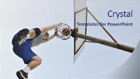  Presentation with basketball court - Colorful PPT layouts enhanced with basket ball court - basketball player practicing and posing backdrop and a sky blue colored foreground