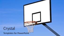  Presentation with basketball blue - Slide deck featuring basket ball court - basketball ring over a sunny background and a light blue colored foreground