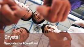  Presentation with school sport - PPT layouts with basket ball players team portrait background and a  colored foreground