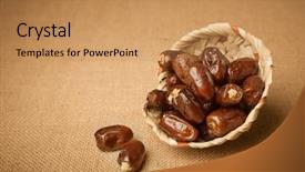  Presentation with date fruit - PPT theme having basket date is a staple background and a coral colored foreground