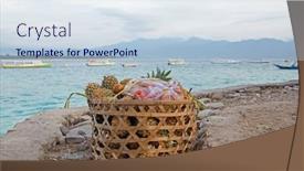  Presentation with ananas - Beautiful slides featuring basket-full-of-ananas backdrop and a sky blue colored foreground