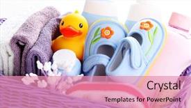  Presentation with accessories - Amazing theme having basket full of baby accessories backdrop and a coral colored foreground