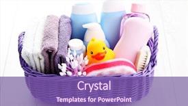  Presentation with accessories - Slide set having basket full of baby accessories background and a violet colored foreground