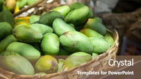  Presentation with green papaya - Cool new presentation design with full of fresh green papaya backdrop and a coral colored foreground