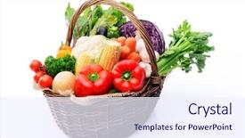  Presentation with celery - Presentation theme having celery cabbage cauliflower mushroom leafy background and a tawny brown colored foreground