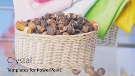  Presentation with natural soap - PPT theme featuring basket-full-of-soap-nuts background and a soft green colored foreground
