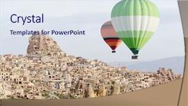  Presentation with flight - Slide deck having basket museums - balloons flight in the sunrise background and a sky blue colored foreground