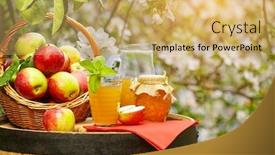  Presentation with orchard - Beautiful theme featuring basket-of-apples-on-background backdrop and a yellow colored foreground