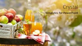  Presentation with fruit juice bottle - Slides featuring basket-of-apples-on-background background and a yellow colored foreground