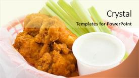  Presentation with chicken - Audience pleasing presentation design consisting of basket of buffalo chicken wings backdrop and a blonde colored foreground