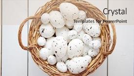  Presentation with easter basket - PPT theme consisting of basket of chicken and quail background and a soft green colored foreground