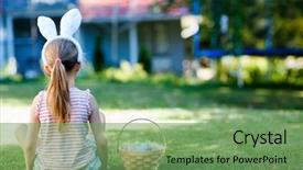  Presentation with easter basket - Theme featuring basket of colorful easter egg background and a seafoam green colored foreground