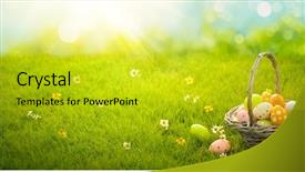  Presentation with easter basket - Slides having basket of easter eggs background and a gold colored foreground