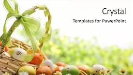  Presentation with easter basket - Presentation design enhanced with basket of easter eggs background and a cream colored foreground