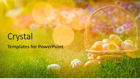  Presentation with easter basket - Audience pleasing slide deck consisting of basket of easter eggs backdrop and a yellow colored foreground