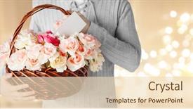  Presentation with valentines day - Theme enhanced with basket of flowers with note background and a lemonade colored foreground