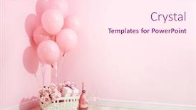  Presentation with balloons - PPT layouts consisting of basket-of-gift-box-wine background and a pink colored foreground